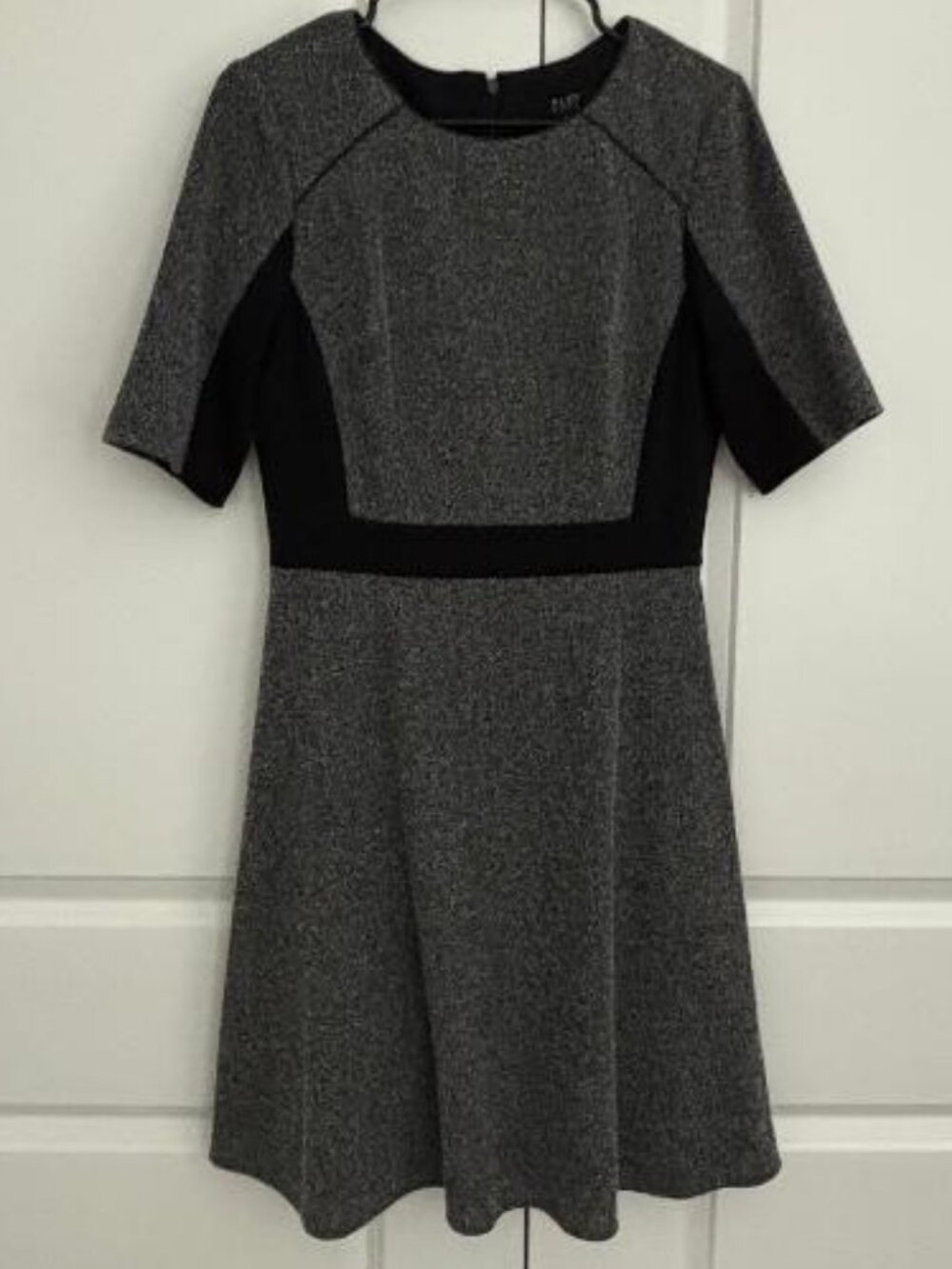 Alex Marie Charcoal Gray & Black Fit & Flair Aline Color Block Dress 6